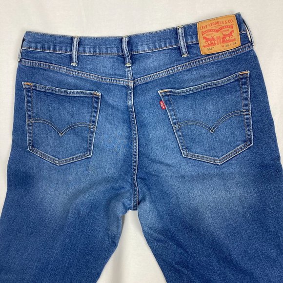 Levi 541 Mens 38x34 Jeans Medium Wash Blue Denim Pants - Picture 2 of 7
